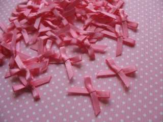 100 Mini Satin Ribbon Bow Appliques/clips/trims Pink  