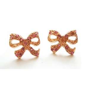  Sweet Pink Bow Stud Earrings Jewelry
