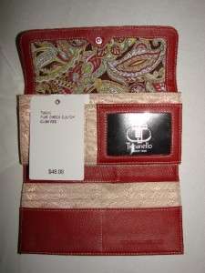 Tignanello Flap Check Clutch Wallet   Glam Red   NWT  