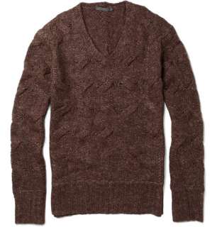  Clothing  Knitwear  V necks  Open Cable Knit Sweater