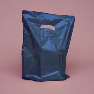  100 Pack of Navy Handled Gloss Plastic Merchandise Bags 