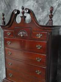   SOLID MAHOGANY CHIPPENDALE HIGHBOY CHEST DRESSER WOW DESK  