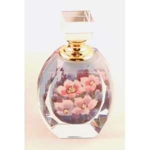   Painting Crystal Blue & Violet Floral Perfume Bottle   Closeout SALE