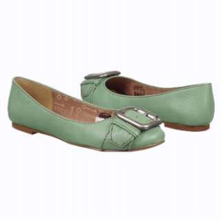Womens Fossil Maddox Flat Sea Green Leather Shoes 