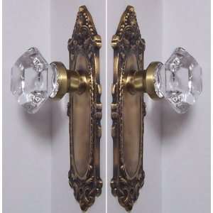 24% Lead Crystal French Door Knob set with Self Alinement Installation 