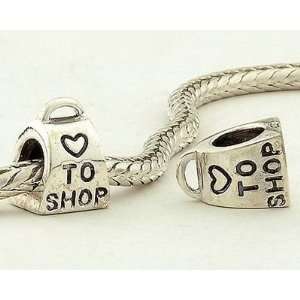925 Sterling Silver Love to Shop Charm for Pandora, Biagi, Chamilia 