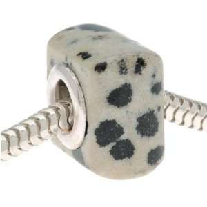  Gemstone Square Bead Fits Pandora Dalmatian Jasper 13mm (1 