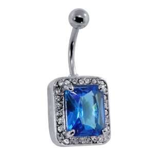    Luxe   Aquamarine CZ Vintage Romance Belly Button Ring Jewelry