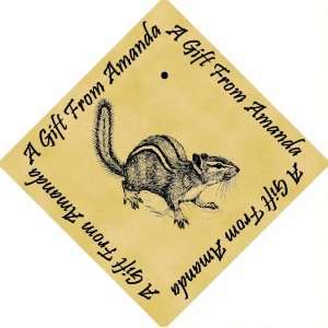   Boxed Pack of 48 PERSONALISED Parchment 6cm Square Gift Tags Chipmunk