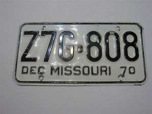 1970 Missouri License Plate Vintage Ford Chevy Dodge  