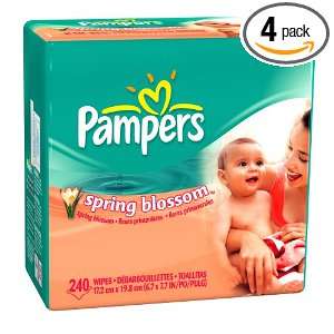  Pampers Baby Wipes Refills, Spring Blossom Scent 240 Count 