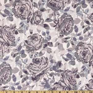  44 Wide Shadows Roses Pewter/Lilac Fabric By The Yard 