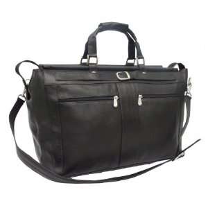  Carpet Bag with Pockets   Leather   Black (Black) (19 x 