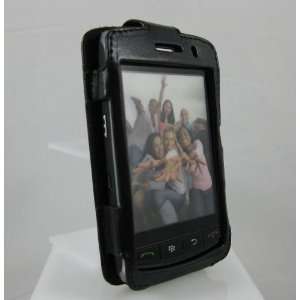 BLACK Full View Leather Cover Case for BlackBerry Storm (Thunder) 9500 