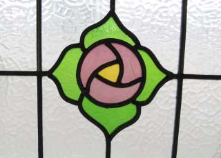 Pair of Antique Stained Glass Windows Fancy Mac Roses  