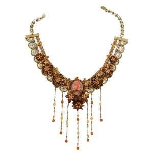 Radiant Michal Negrin Lace Necklace with a Middle Rose Cameo, Beads 