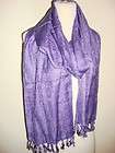   Rayon oblong scarf belt wrap purple solid color flower print New