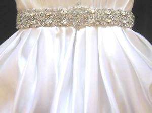 Bridal Wedding Dress Gown Beaded Crystal Belt Sash  