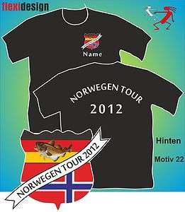 Angler T Shirt Norwegen 2012 Angeln Urlaub Tour Karte Tripp Fischen 
