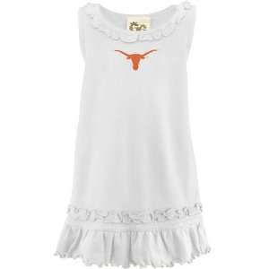 Texas Longhorns Toddler White Ruffle Tank Dress with crystals  