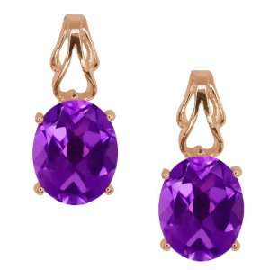    3.00 Ct Oval Purple Amethyst 14k Rose Gold Earrings Jewelry