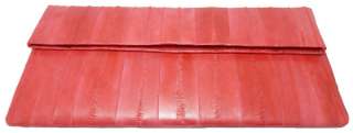 Genuine Eel skin Leather CLUTCH Handbag Wallet Purse 12 Colors PINK 