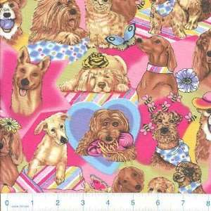  45 Wide Best Friends Cats & Dogs Pink Fabric By The Yard 