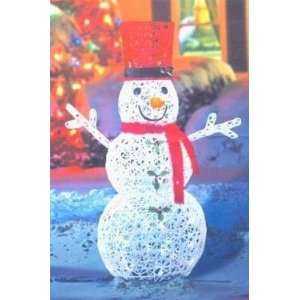   Flocked Smiling Snowman Lighted LED Christmas Yard Art Decoration