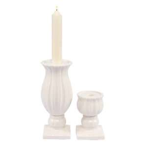   Porcelain Beveled Taper Candlestick Holders 11.25