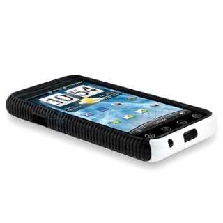 Black TPU Gel White Rubber Hard Hybrid Case Cover For Sprint HTC EVO 