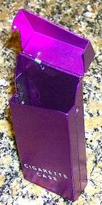 PURPLE METAL CIGARETTE CASE NEW HOLDS 100S + KING SIZE  