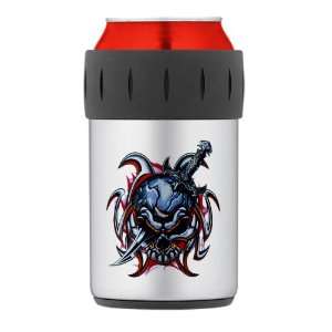    Thermos Can Cooler Koozie Tribal Skull With Knife 
