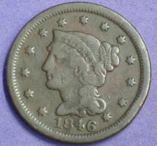 1846 CORONET HEAD LARGE CENT EARLY DATE NICE COIN (GP  