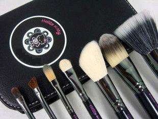   pcs Hello Kitty Makeup Brush Set Kit & Black Faux Leather Case  