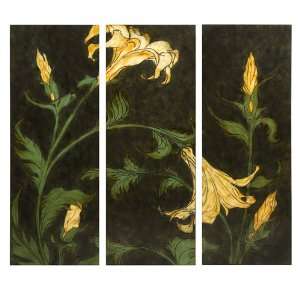   Set of 3 Large Botanical Lily Flower Wall Art Panels