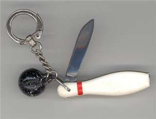 Old Bowling Pin Figural Pocket Knife & Key Chain  
