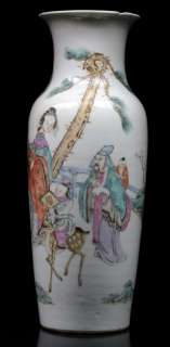 Amazing antique Chinese porcelain Vase Deer&Figures coloured 19thC 