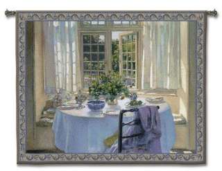 SUNROOM GARDEN VIEW FLORAL ART TAPESTRY WALL HANGING  