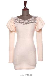 Japan new style light pink sweet lace collar girl dress  