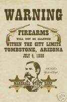 Firearms Not Allowed Wyatt Earp Wild West Wanted Poster  