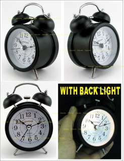 NEW Alarm Clock BLACK circle small desk Analogue Light  