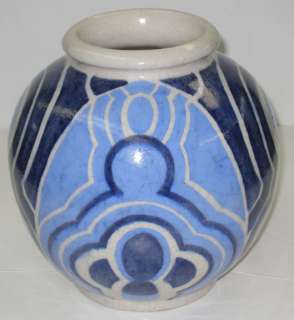 French Art Deco Glazed Earthenware Pots / Vases with VF Monogram 