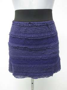 ANTHROPOLOGIE FREE PEOPLE Black Purple Stretch Knit Mini Skirt Sz M 