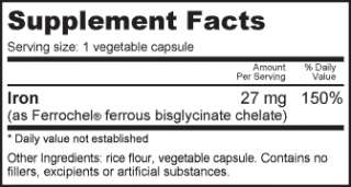 Iron Chelate Vegetable Capsules (200mcg)   NutraBio Supplement Facts 