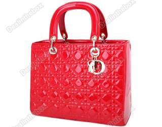 Fashion Celebrity Womens Tote Grid PU Leather Clutch Shoulder Bag 