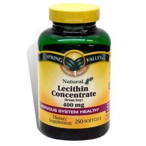 Lecithin Concentrate Soy 400 mg 250 Softs Spring Valley  