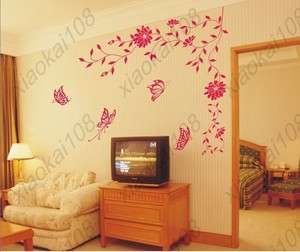   Wall Art Deco Decal Sticker Wall Paper butterfly and flower #05  