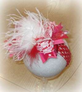 Red and Pink Love Ostrich Feather Over the Top Hair Bow
