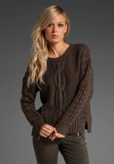 VINCE Cable Long Sleeve Sweater in Nutmeg  