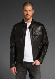 TRUE RELIGION Chad Leather Jacket in Black  
